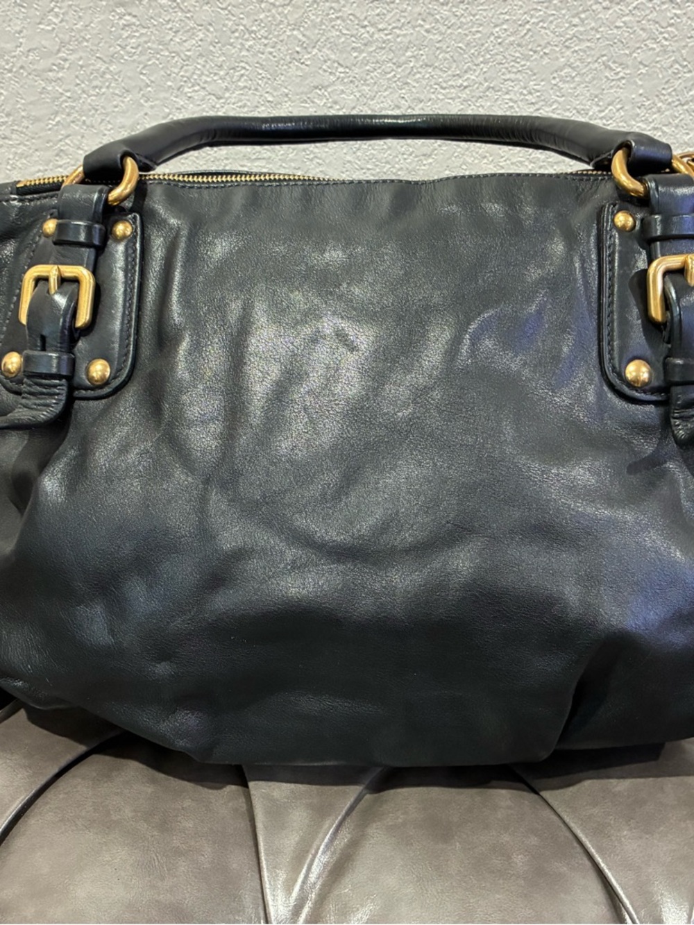 Prada Black Leather Shoulder Bag with Gold Hardware - Picture 5 of 9